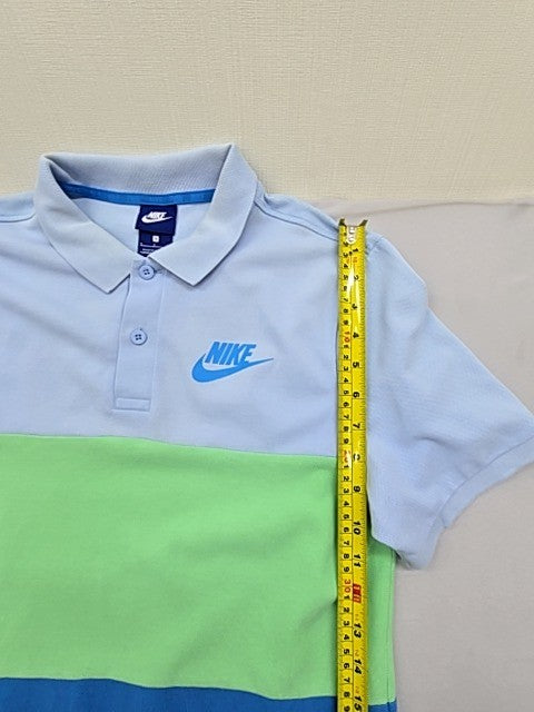 Nike Men's S Short Sleeve Polo Dri-FIT Color Block Light Blue Green DB