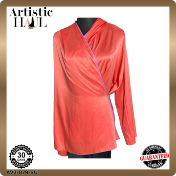 Giorgio Armani Women's Orange Satin Draped Hooded Wrap Top Size 42 BNWT