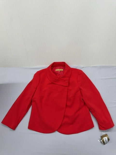 Nipon Boutique Red Wool Blend Wrap Jacket Women Sz 8 Long Sleeve