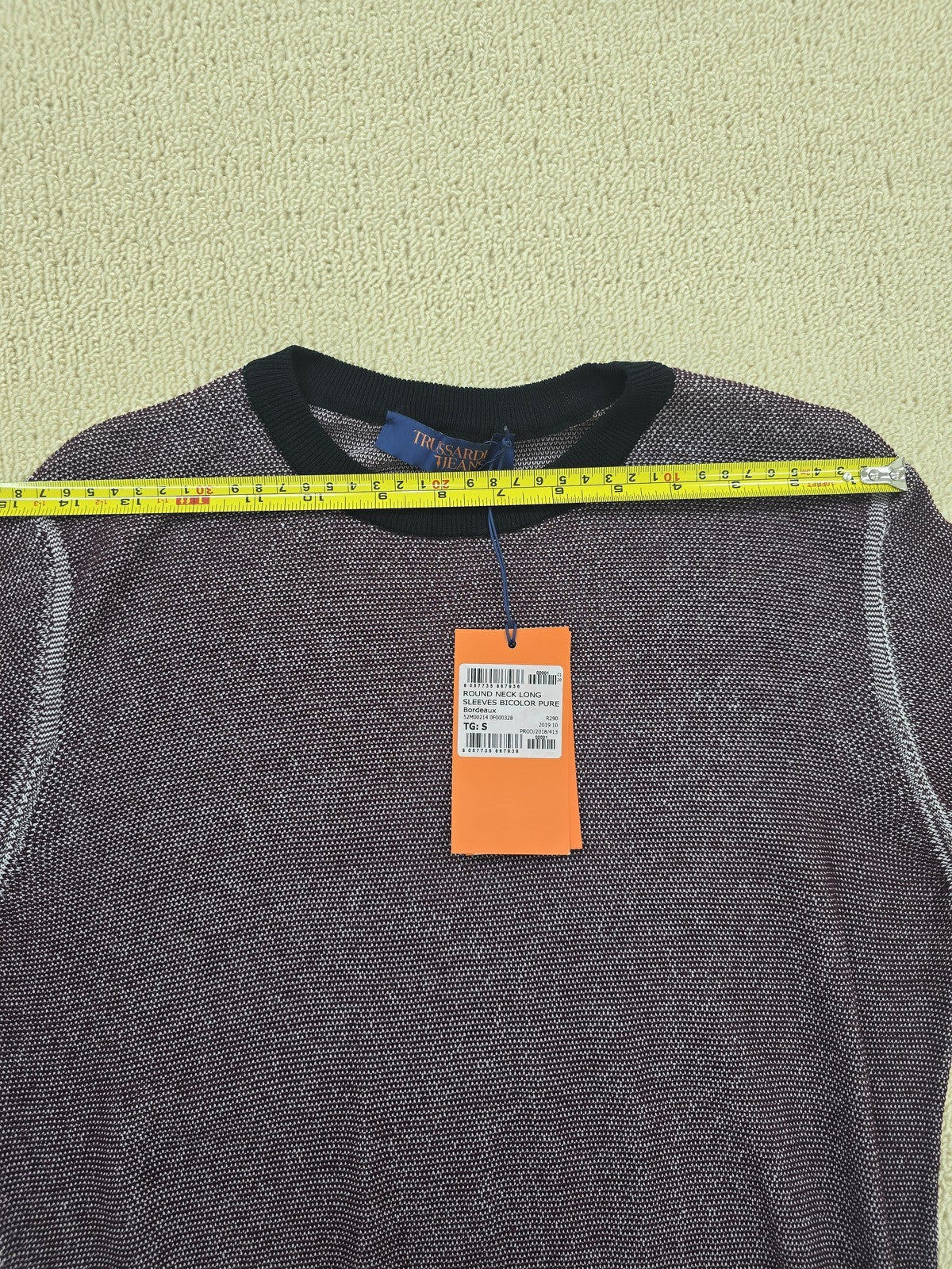 Trussardi Jeans Unisex Purple Cotton Crewneck Sweater S Italy Long Sleeve