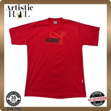 Puma Men's Red L Short Sleeve Crewneck Cotton T-Shirt Regular Fit