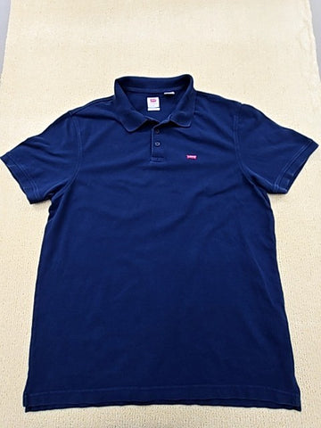 Levi's Men's Blue Cotton Polo Shirt L Short Sleeve Standard