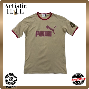 Puma Men's Beige L Cotton Short Sleeve Crewneck T-Shirt