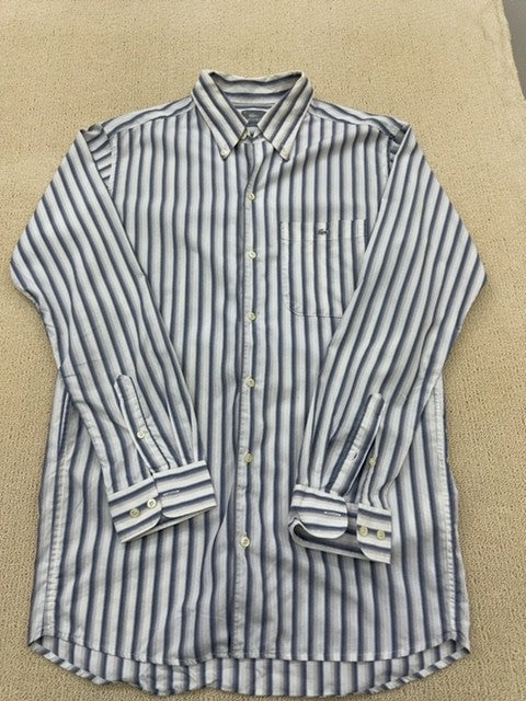 Lacoste Blue White Striped Button Down Long Sleeve Men's Sz 41 Regular