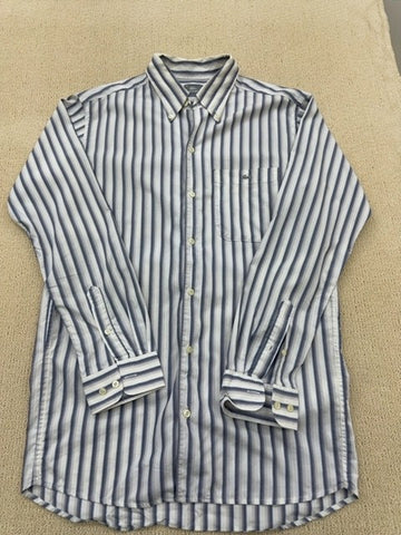 Lacoste Blue White Striped Button Down Long Sleeve Men's Sz 41 Regular