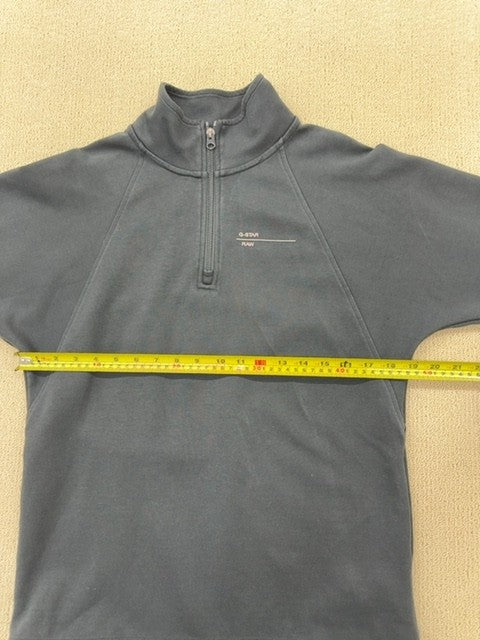 G-Star Raw Men's Gray Zip Hoodie XS Mock Neck Stripes