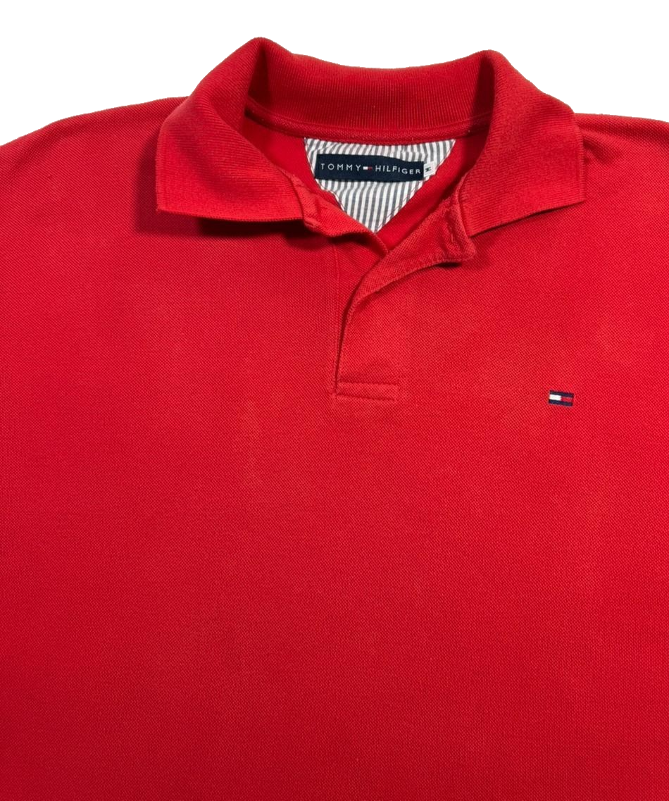 Tommy Hilfiger Men's Red Polo Shirt Size M Embroidered Logo Casual Shirt