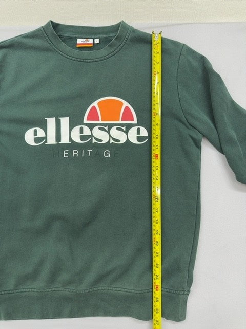 Ellesse Green Crew Sweatshirt Heritage Logo Long Sleeve L