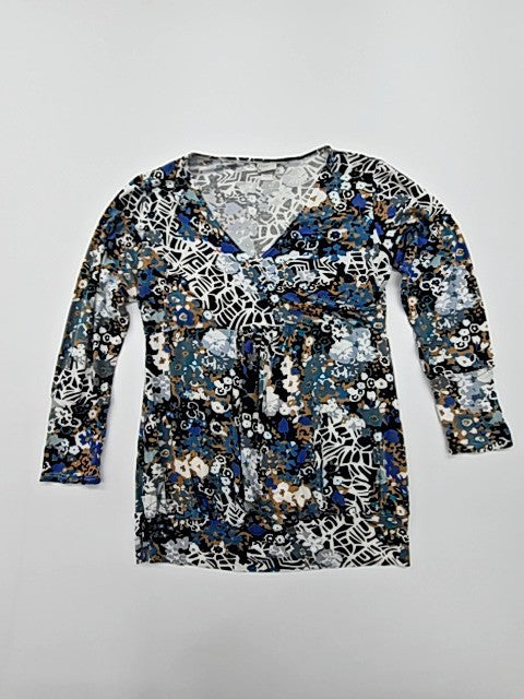 Mystic Mari Women's Floral V-Neck Long Sleeve Top Size L