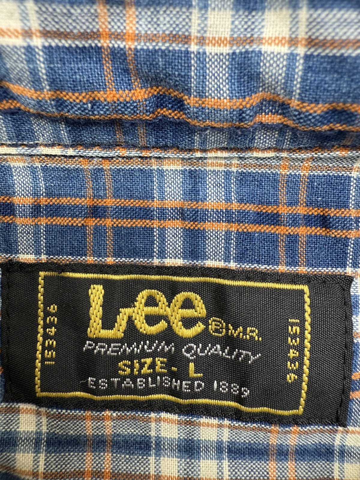 Lee Men's L Blue Plaid Short Sleeve Button-Down 100% Cotton Casual Shirt