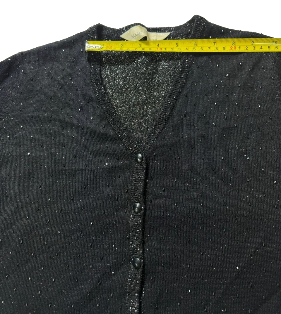 Marks & Spencer Sequin-Embellished Cardigan | Unisex | Size 8 | Black