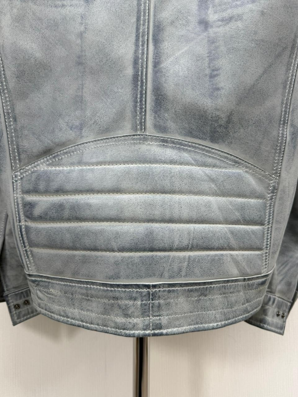 Men's Italian Sheepskin Genuine Leather Premium Soft Jacket Blue Coat Size Large