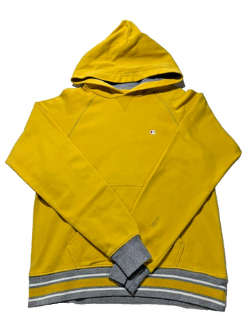 Champion Yellow Reverse Weave Drop Shoulder Pullover Men's Hoodie - Size S