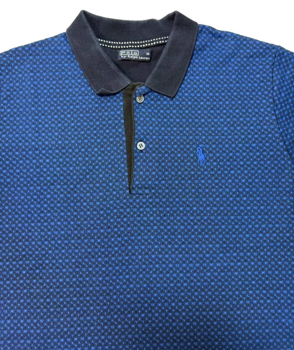 MEN Polo Ralph Lauren Blue Pattern Short Sleeve Polo Shirt M