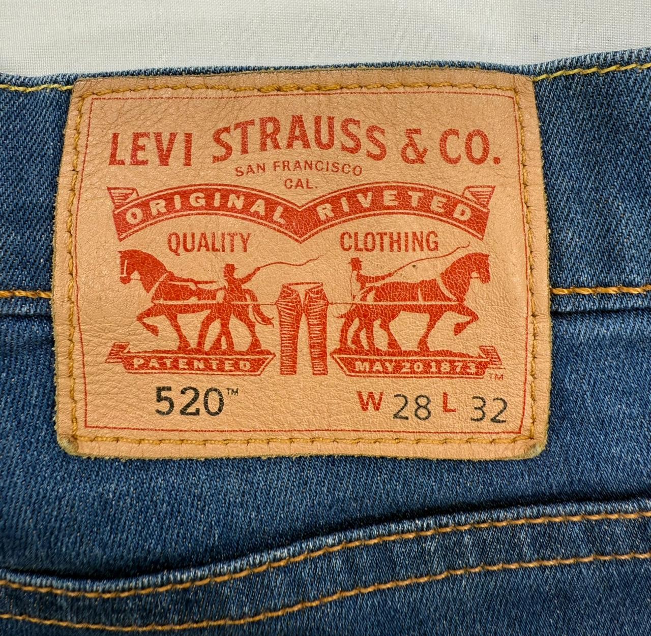 Levi's Men's 520 Tapered Slim Jeans W28 L32 Blue Denim Zip