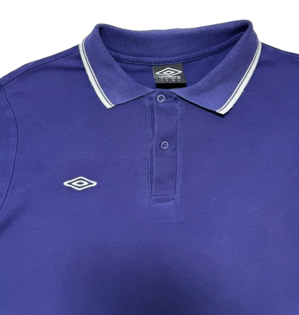 Umbro Men's Blue Short Sleeve Polo Shirt - Size L
