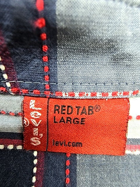 Levi's Men's Blue Plaid Flannel Long Sleeve L Button Down Red Tab