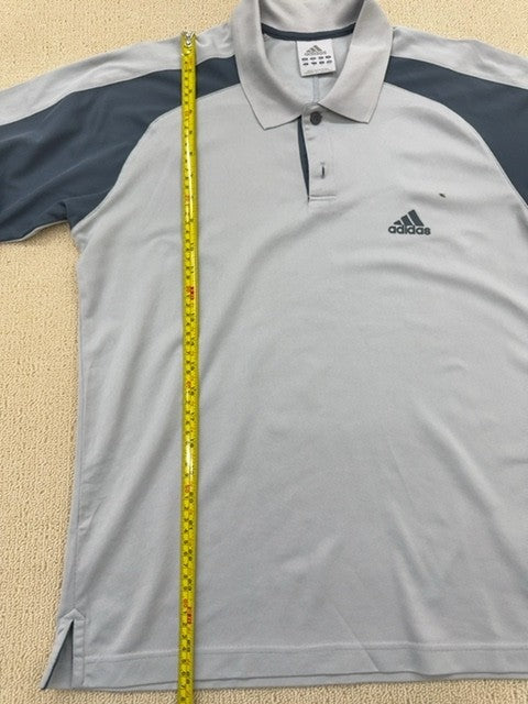 Adidas Men's Grey Short Sleeve Polo Shirt Size M Button-Down