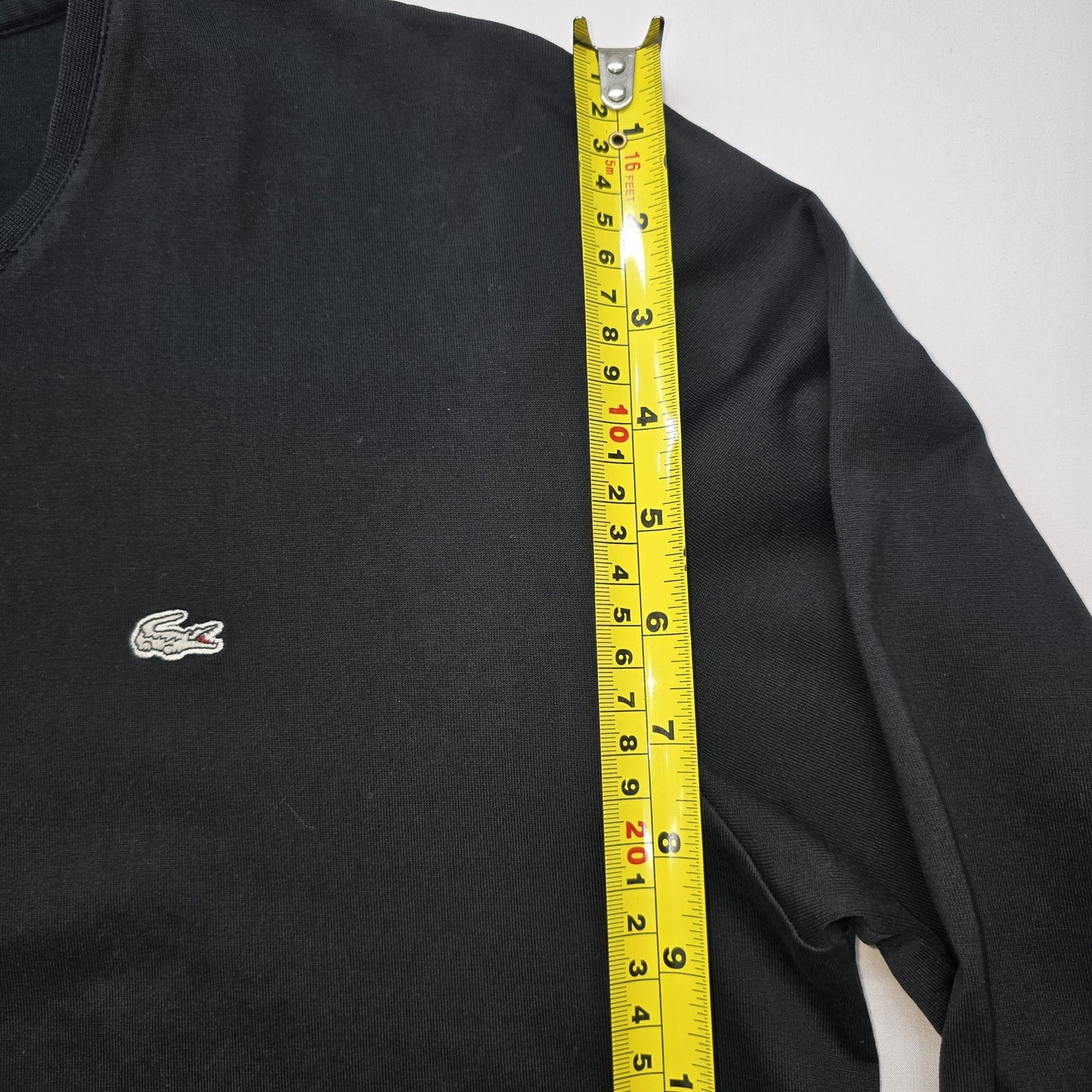 Lacoste Men Black V-Neck Logo Long Sleeve T-Shirt Size 4 Regular
