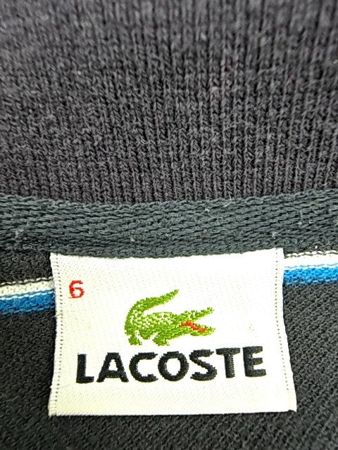 Lacoste Men's Size 6 Black White Stripe Short Sleeve Polo Cotton Shirt