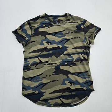 Hollister Boys Camo Logo Green/Blue/Black 3T Cotton Tee Shirt