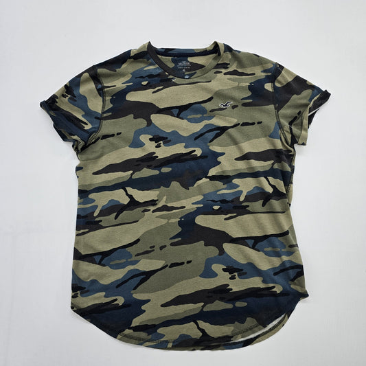 Hollister Boys Camo Logo Green/Blue/Black 3T Cotton Tee Shirt