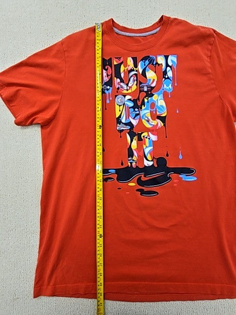 Nike Men's Orange Paint Splatter AOP Short Sleeve T-Shirt M