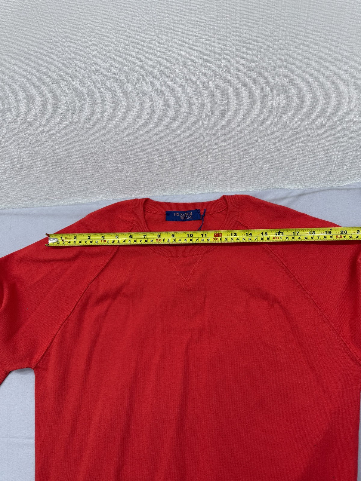 Trussardi Jeans Men's Red Cotton Pullover Sweater XXL Italy Raglan
