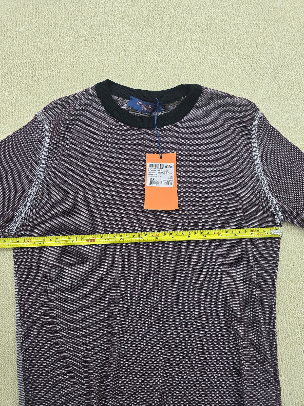 Trussardi Jeans Unisex Purple Cotton Crewneck Sweater S Italy Long Sleeve
