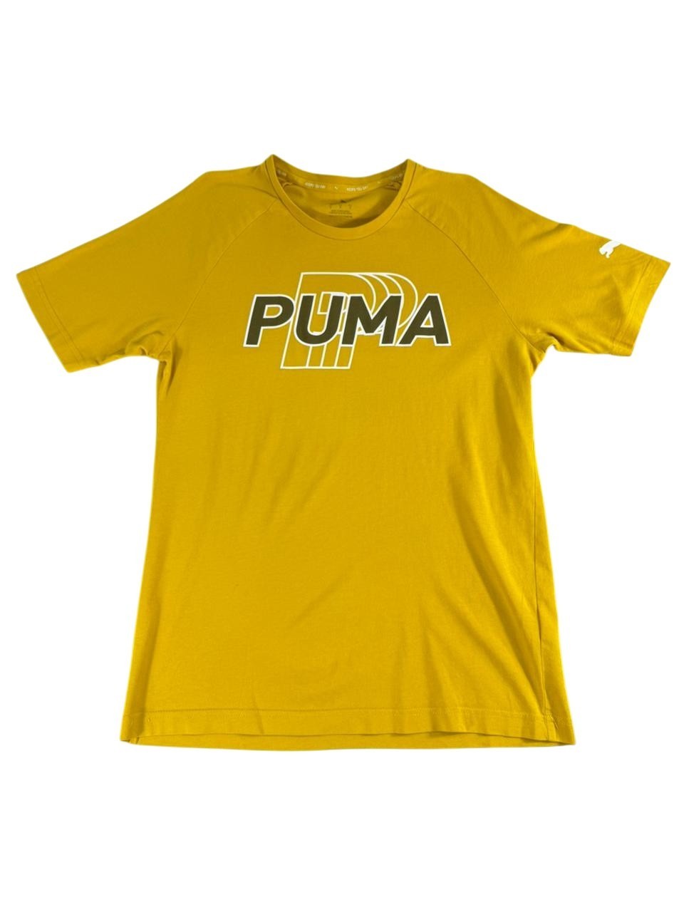 Puma Men's Yellow Logo T-Shirt Size S Short Sleeve Crew Neck