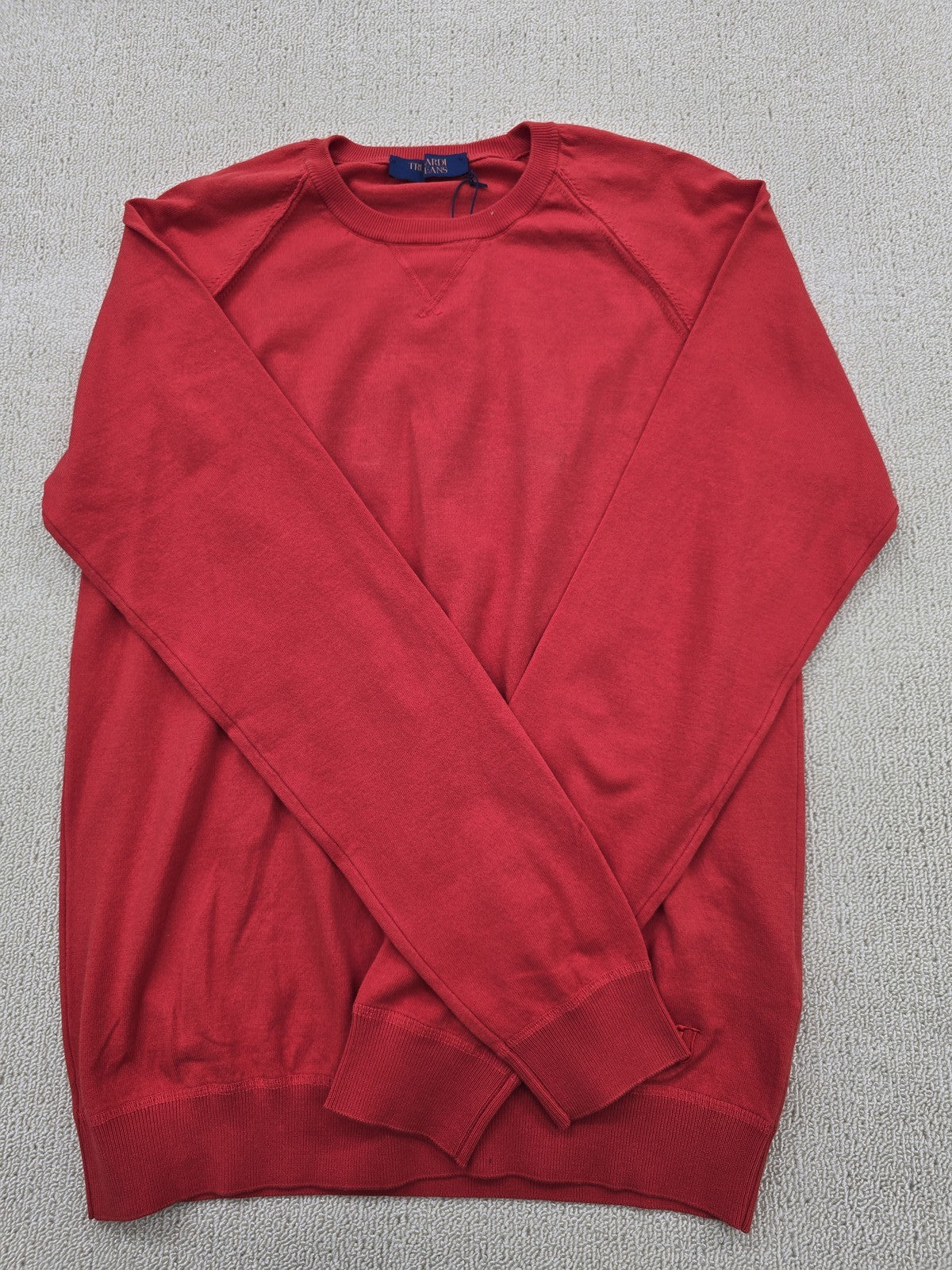 Trussardi Jeans Red Cotton Crewneck Sweater TX Long Sleeve Italy