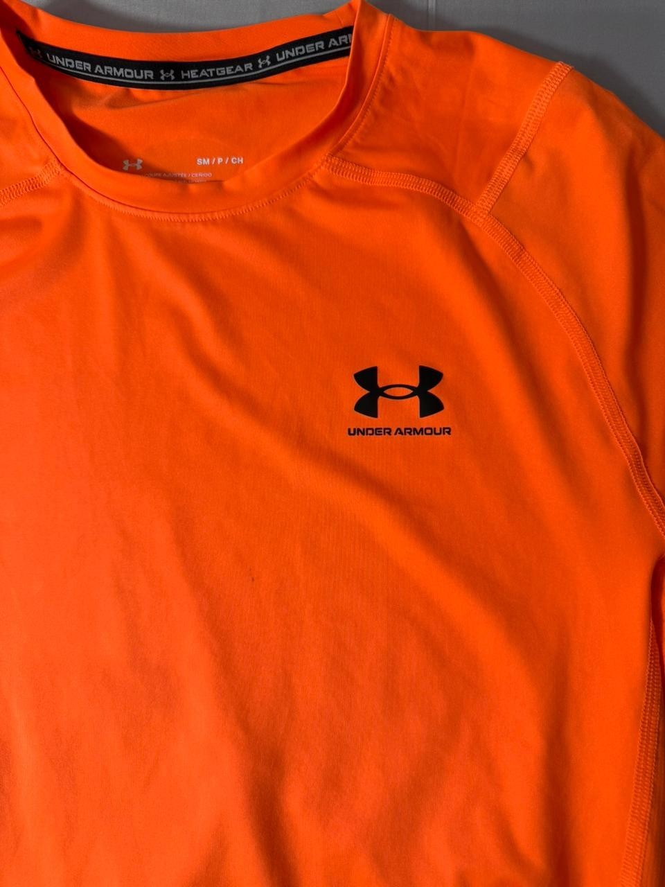 Under Armour Men's Orange HeatGear Fitted T-Shirt Short Sleeve Size S