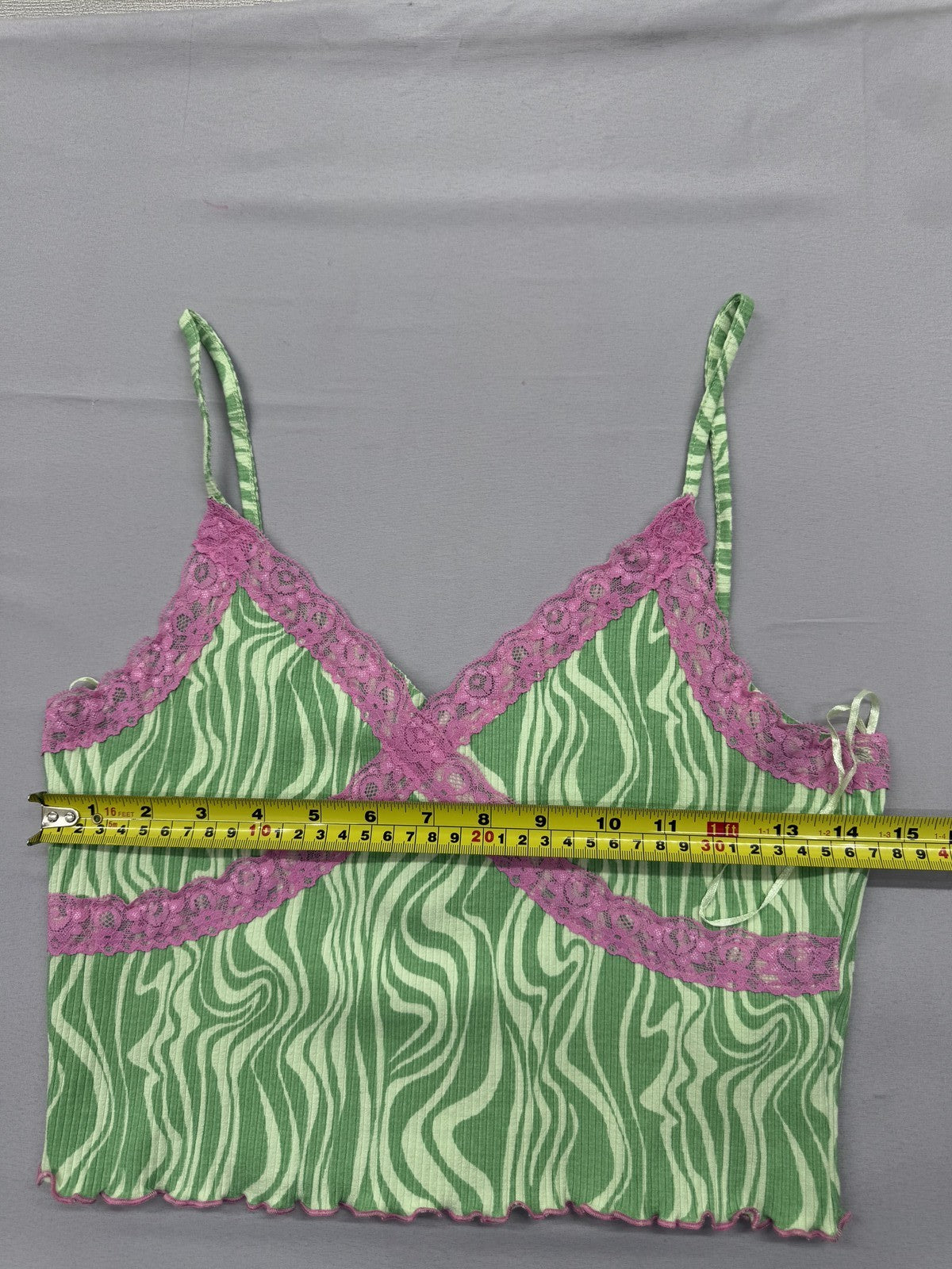 Sinsay Green Zebra Lace Bralette L Women Polyester