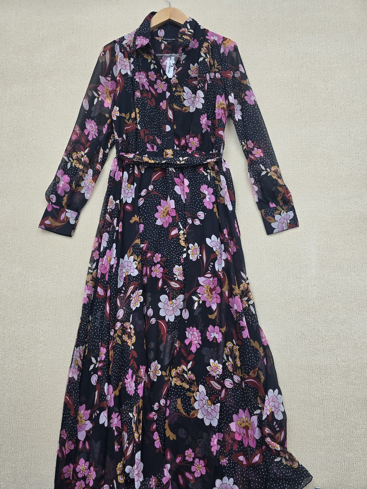 Bandolino Women's L Maxi Floral Long Sleeve Casual Dress