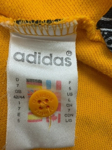 Adidas Men's Yellow Polo Shirt Short Sleeve Size L Button