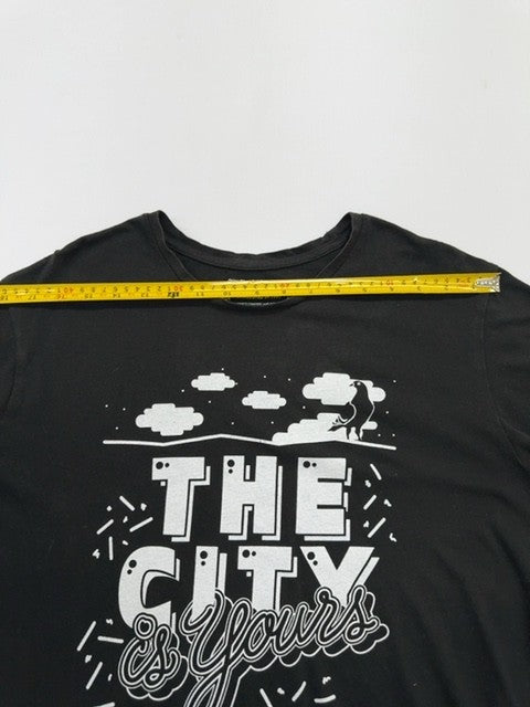 Pull&Bear Men's Black Graphic Logo T-Shirt Size M Excellent Condition