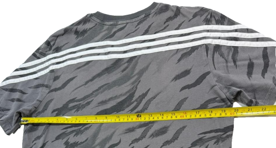 Men's Adidas Black And Grey Tiger Stripe Graphic T-Shirt Size Medium Tee Top