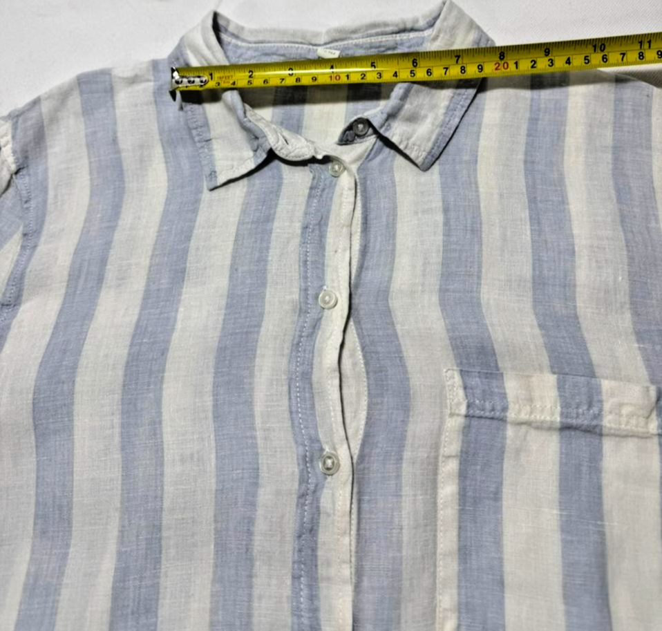 H&M Regular Fit Striped Cotton Linen Long Sleeve Shirt | Size: M