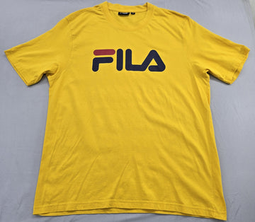 Fila Men's Yellow Athletic Fit Short Sleeve Logo T-Shirt XL