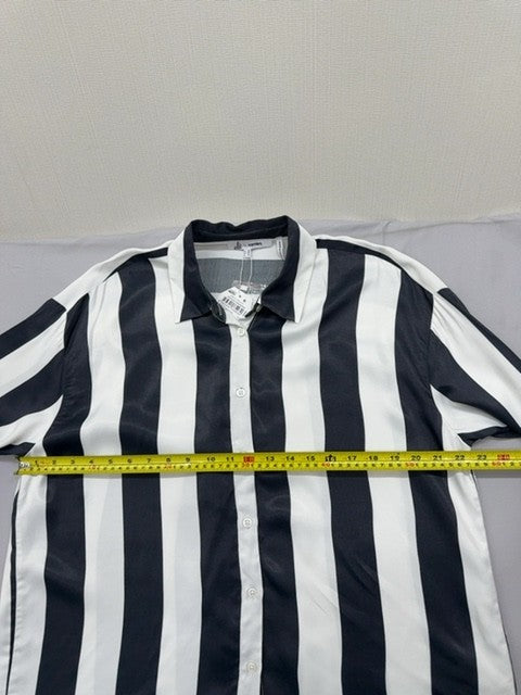 Ole by Koton Striped Long Sleeve Shirt Sz 38 EUR Black/White Collar