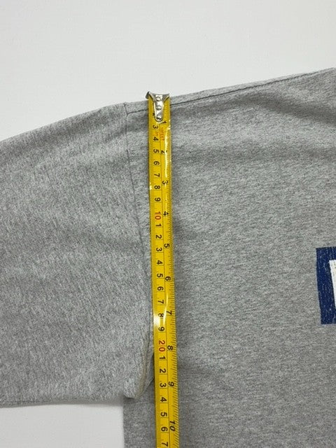 Bayside Men's Heather Grey Navy Graphic T-Shirt Size Large Made in USA