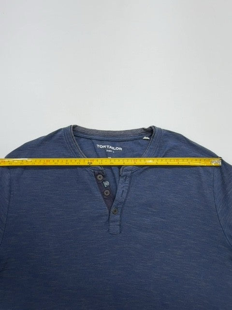 Tom Tailor Mens Blue Henley Polo Long Sleeve Size 3XL Excellent Condition