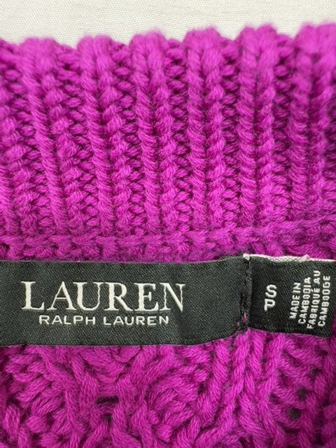 Lauren Ralph Lauren Purple Cable Knit Cotton Crewneck M Pony NWT