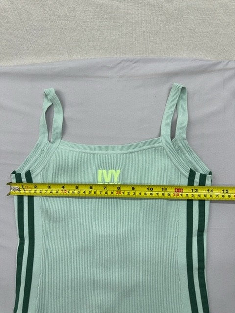 Adidas Ivy Park Green Ribbed Striped Women's Sleeveless Bodysuit