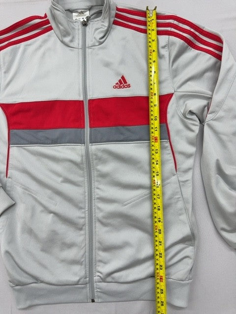 Adidas White Track Jacket Full Zip 3-Stripes Size D Polyester