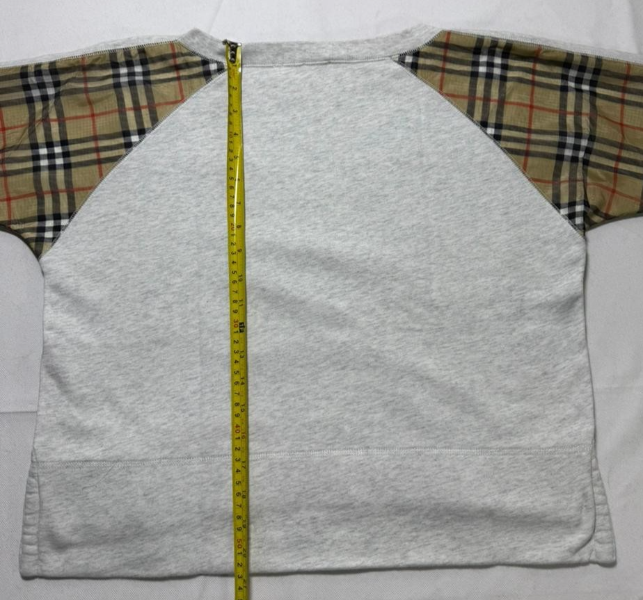 Burberry London Grey Sweatshirt Nova Check Sleeve Panel |12Y| 152Cm
