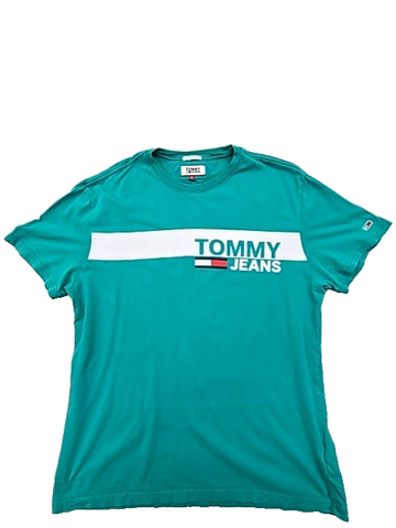 Tommy Jeans Women's Turquoise Graphic T-Shirt M Regular Cotton