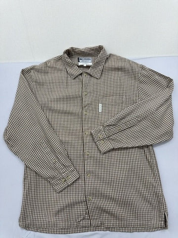 Columbia Brown Gingham Flannel Long Sleeve Button-Down Shirt Men's M