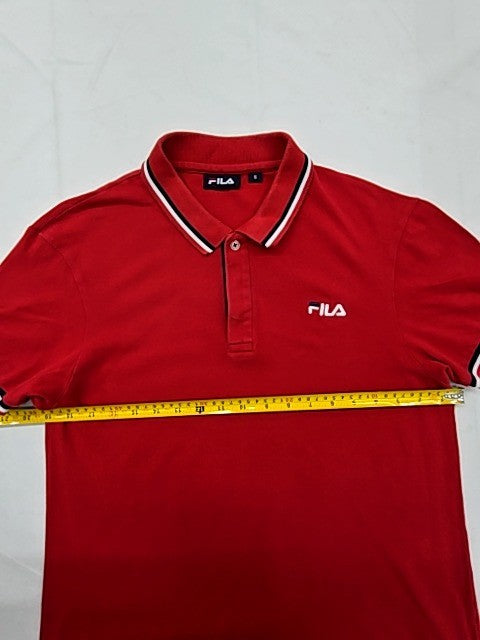 Fila Red Cotton Polo Shirt Men's S Short Sleeve Button
