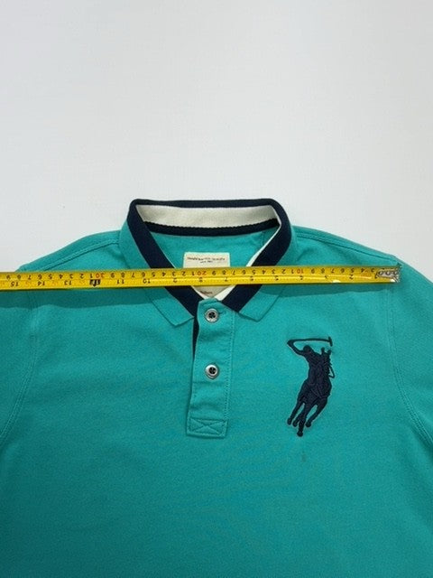 Polo Boys Teal Polo Shirt 100% Cotton Pique Knit Size M Excellent Cond